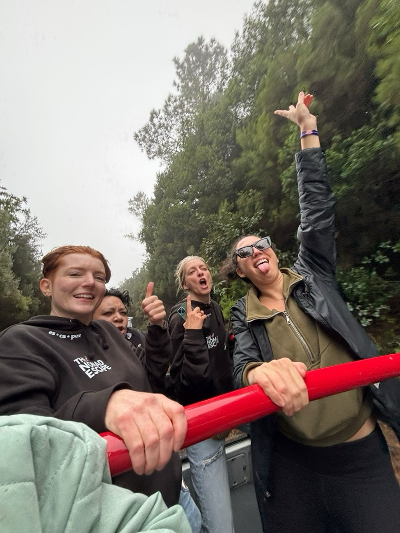 Hannah travelling with friends